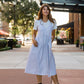 Faro Dress in Recycled Beige and White Linen Made to Order