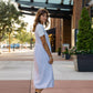 Faro Dress in Recycled Beige and White Linen Made to Order