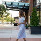 Faro Dress in Recycled Beige and White Linen Made to Order