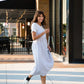 Faro Dress in Recycled Beige and White Linen Made to Order