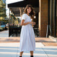 Faro Dress in Recycled Beige and White Linen Made to Order