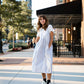 Faro Dress in Recycled Beige and White Linen Made to Order
