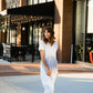 Faro Dress in Recycled Beige and White Linen Made to Order