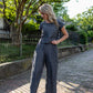 Handwoven Cotton Crop Pants in Midnight Chambray