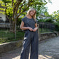 Handwoven Cotton Crop Pants in Midnight Chambray