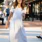Faro Dress in Recycled Beige and White Linen Made to Order