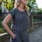 Handwoven Cotton Crop Pants in Midnight Chambray