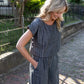 Handwoven Cotton Crop Pants in Midnight Chambray