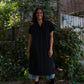 Paula Handwoven Cotton Tunic Dress in Teal Plaid Made to Order