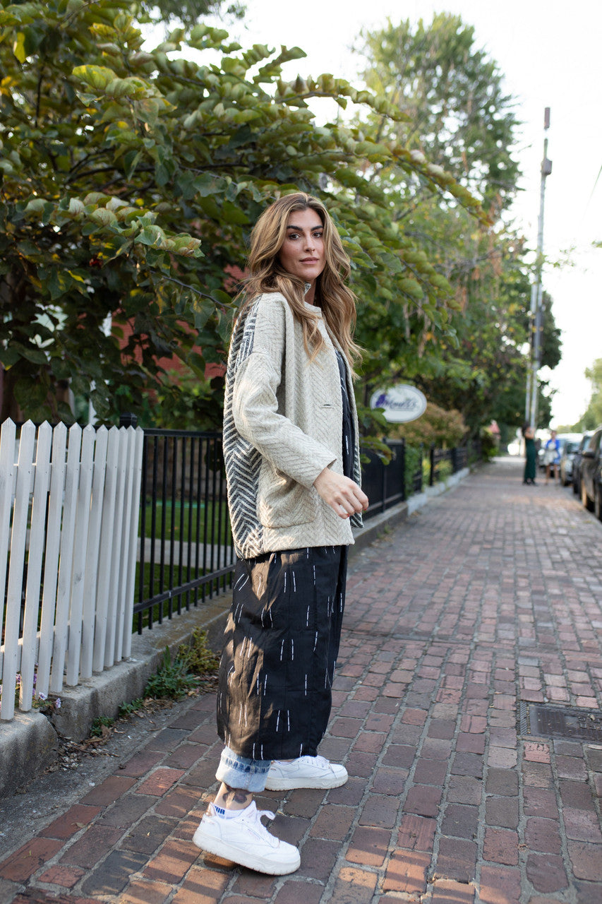 Portuguese Wool Pieper Coat in Neutral Mix-Match Herringbone