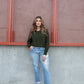 Georgia Pullover Sweater in Dark Green