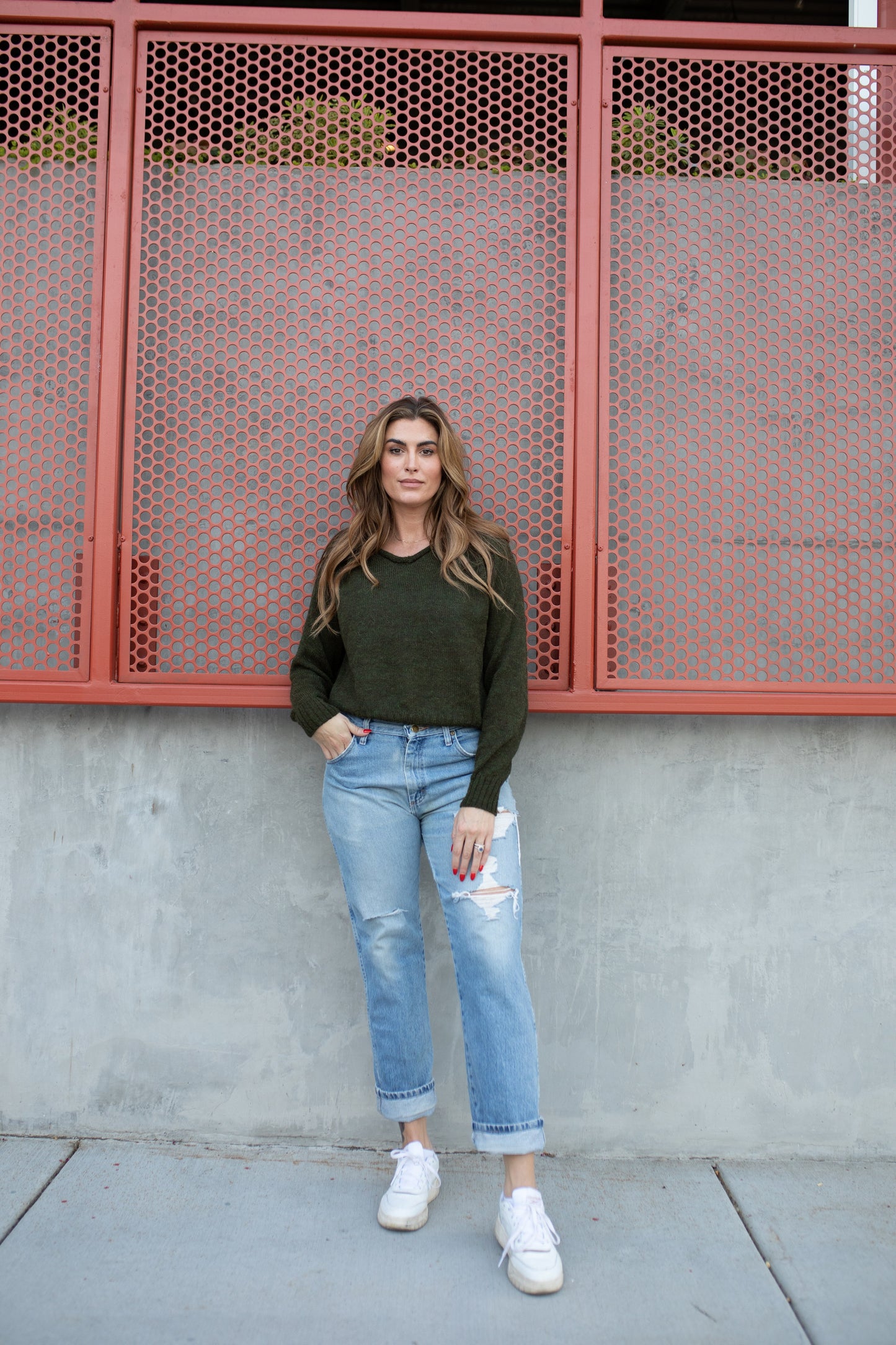 Georgia Pullover Sweater in Dark Green