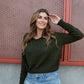 Georgia Pullover Sweater in Dark Green