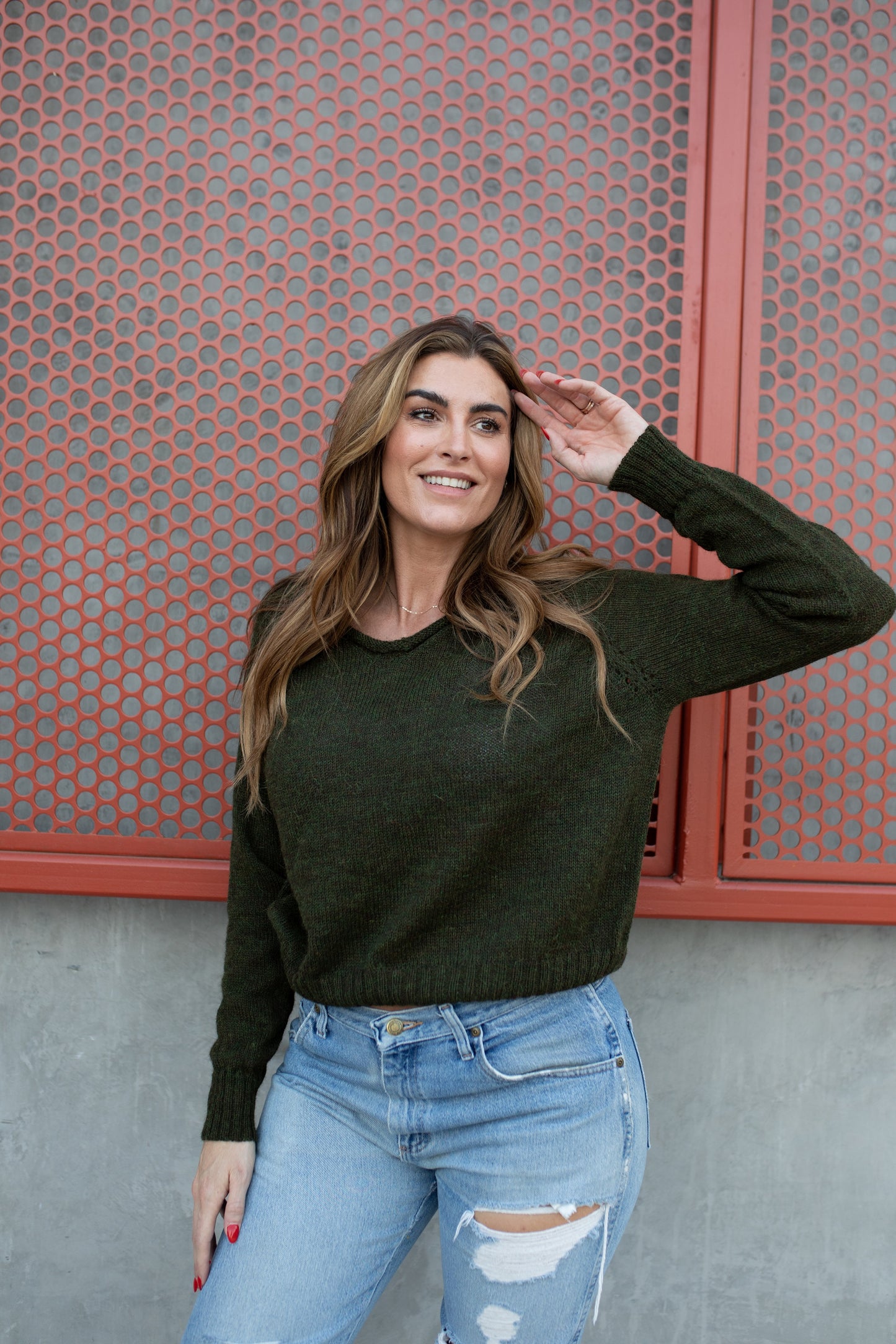 Georgia Pullover Sweater in Dark Green