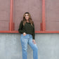Georgia Pullover Sweater in Dark Green