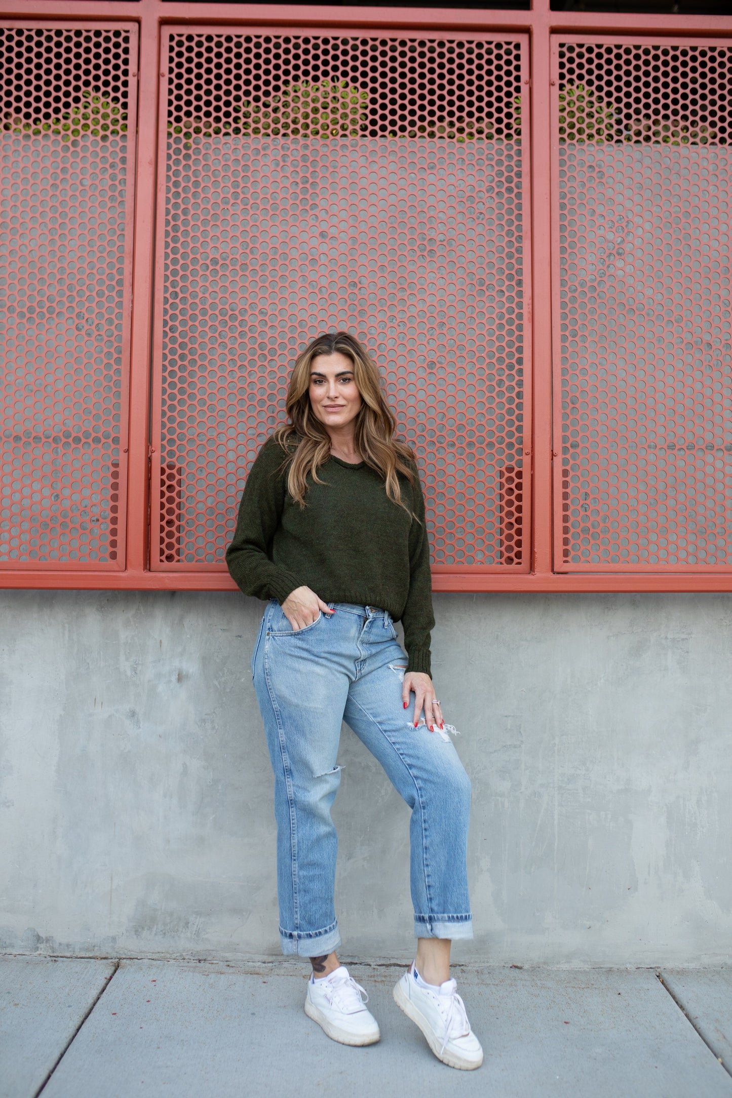 Georgia Pullover Sweater in Dark Green