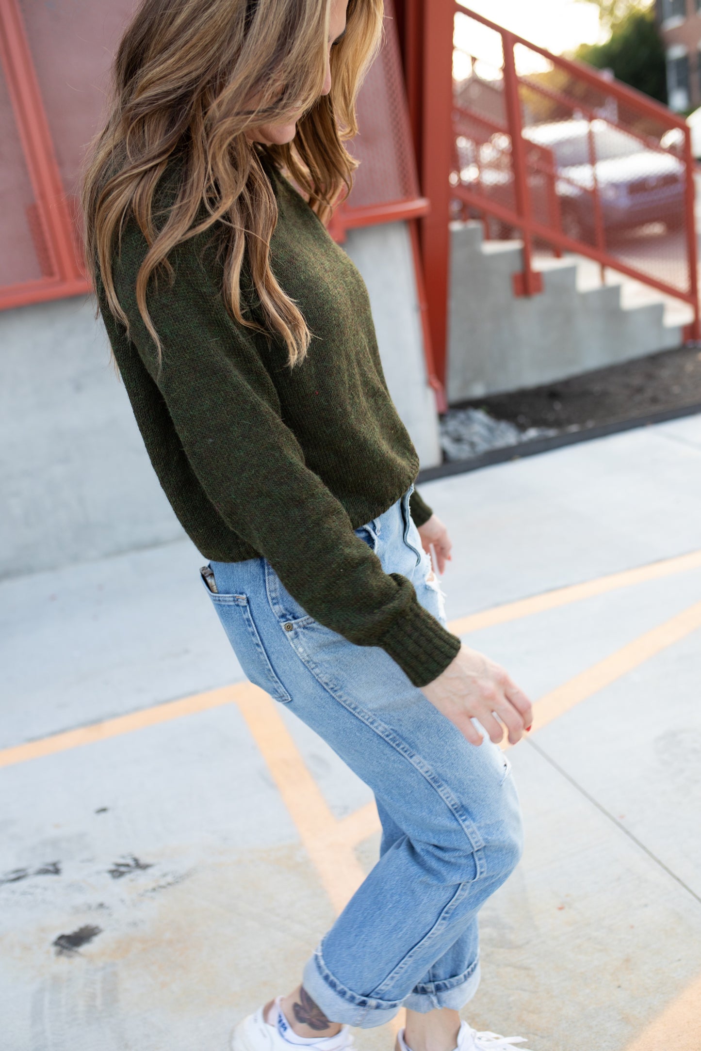 Georgia Pullover Sweater in Dark Green
