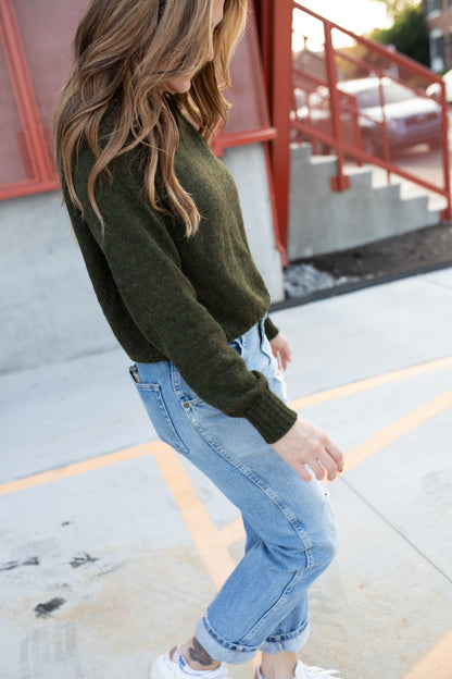 Georgia Pullover Sweater in Dark Green