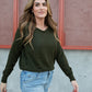 Georgia Pullover Sweater in Dark Green