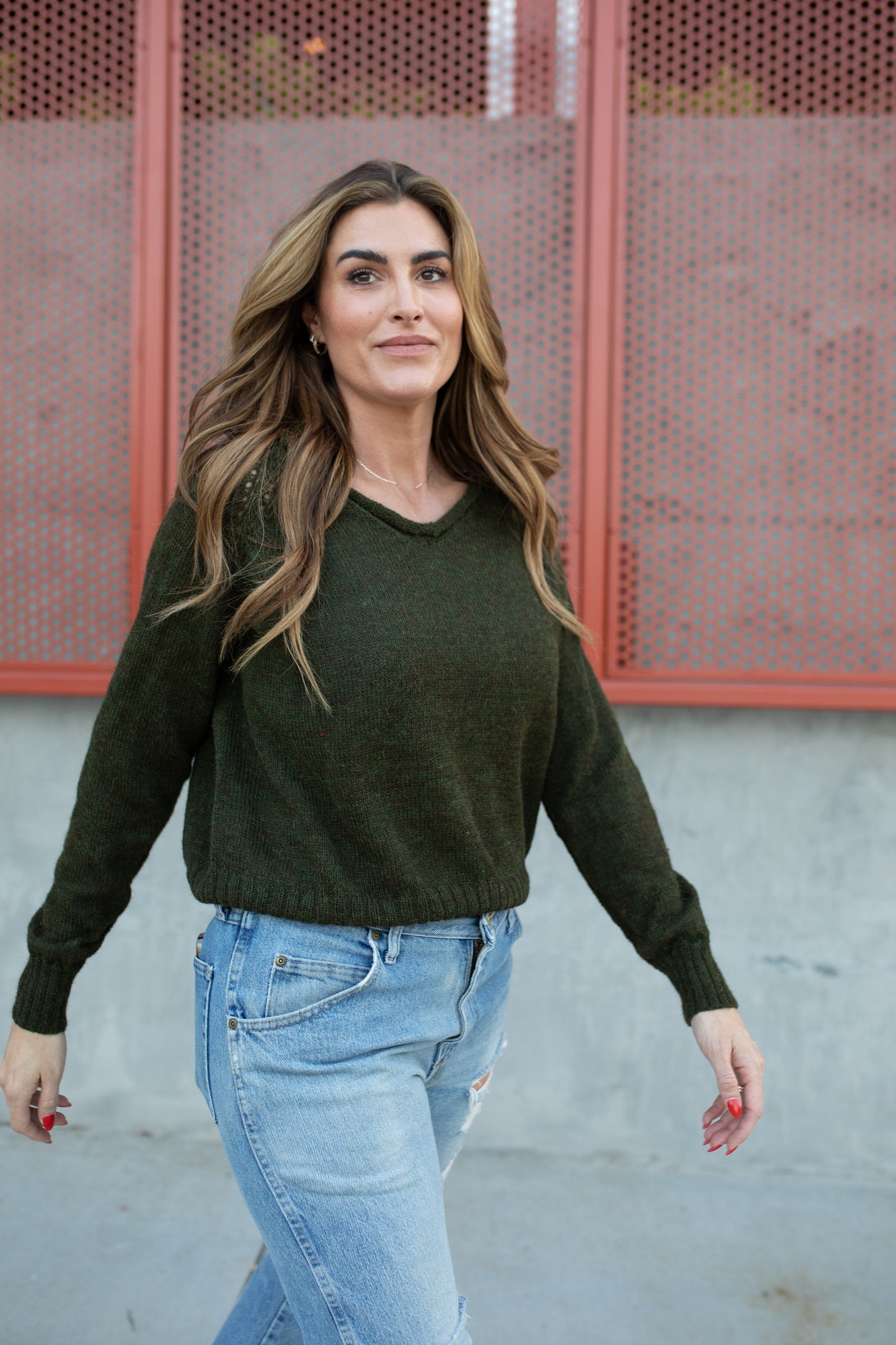 Georgia Pullover Sweater in Dark Green