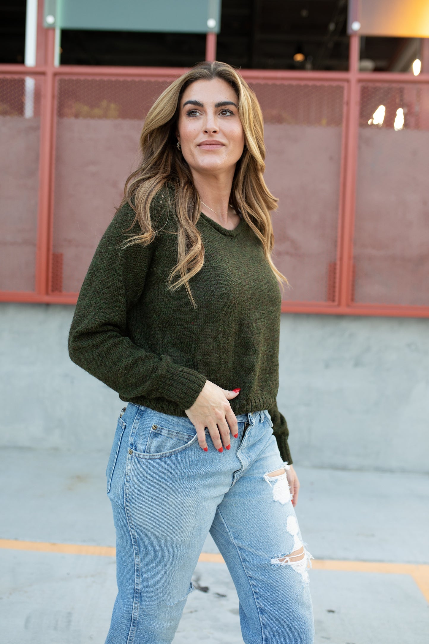 Georgia Pullover Sweater in Dark Green