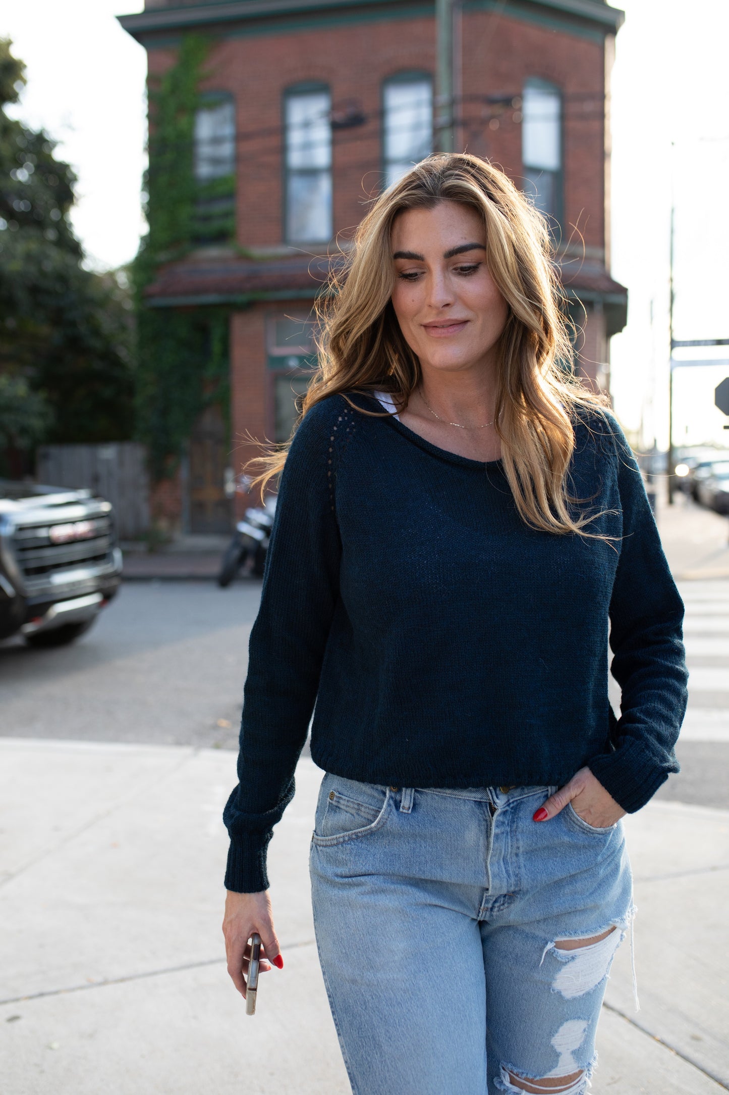 Georgia Pullover Sweater in Dark Green