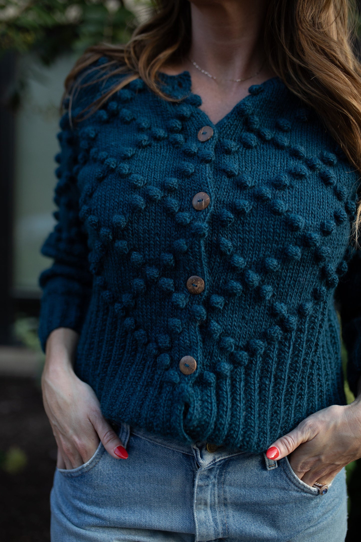 Hand Knit Nepali Wool Jill Sweater in Midnight Blue