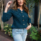 Hand Knit Nepali Wool Jill Sweater in Midnight Blue - S Left