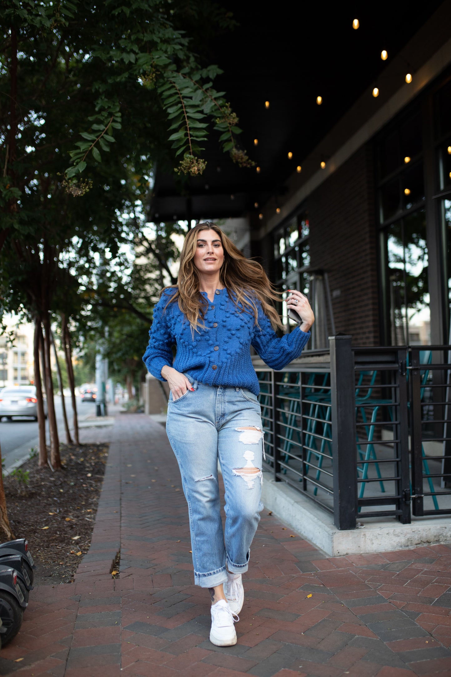 Hand Knit Nepali Wool Jill Sweater in Cobalt