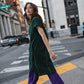 Paula Handwoven Cotton Tunic Dress in Dark Green Made to Order