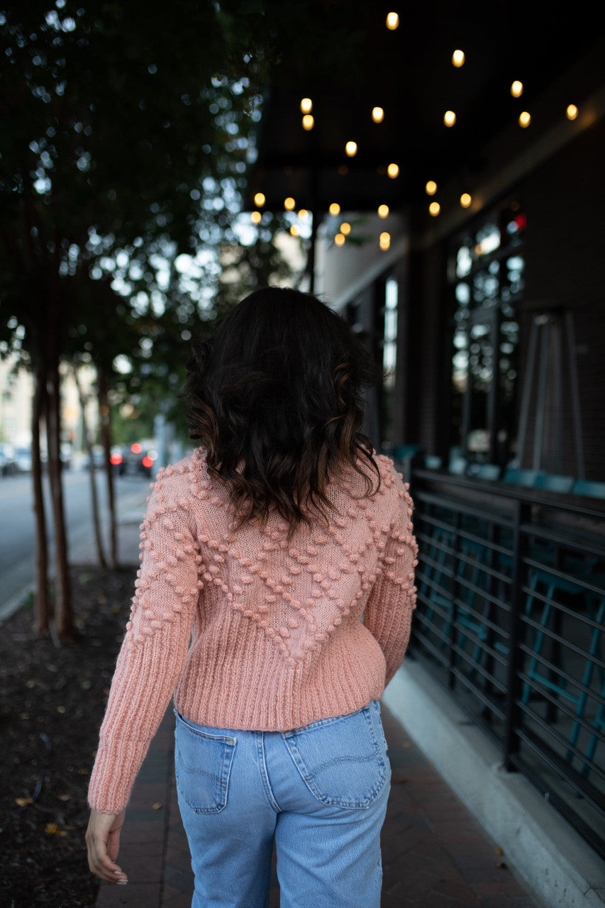 Hand Knit Nepali Wool Jill Sweater in Rose - Pre-Order 2/30