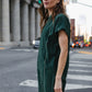 Paula Handwoven Cotton Tunic Dress in Dark Green Made to Order