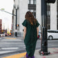 Paula Handwoven Cotton Tunic Dress in Dark Green Made to Order