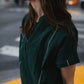 Paula Handwoven Cotton Tunic Dress in Dark Green Made to Order