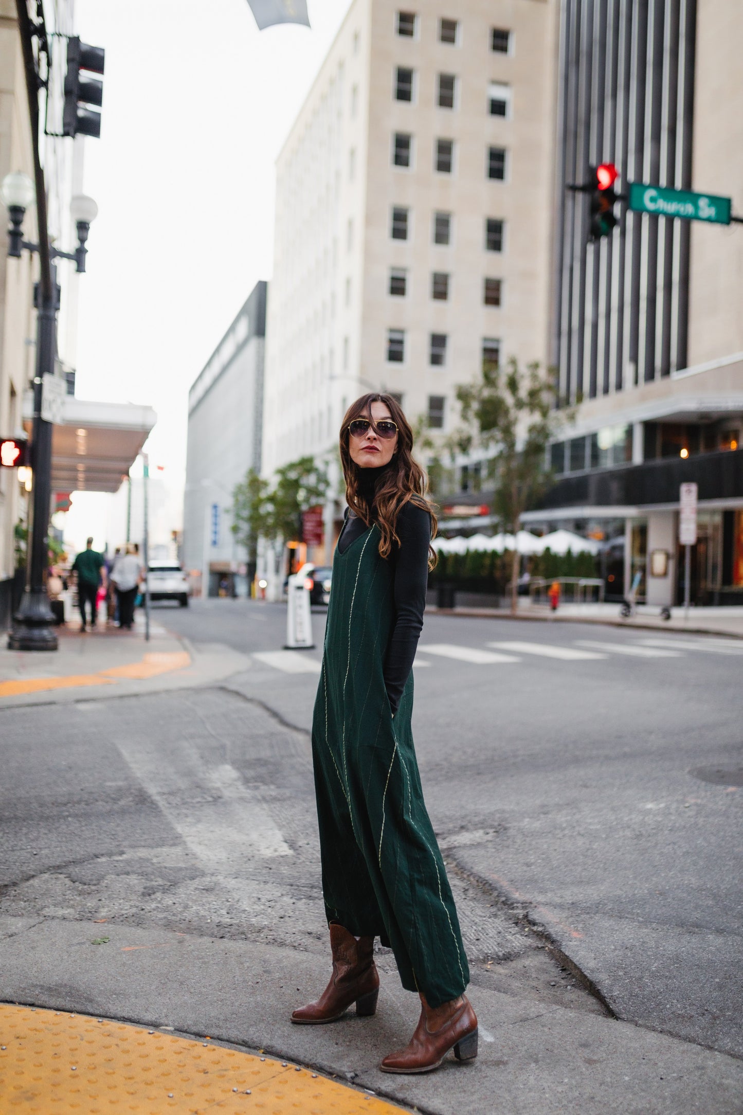 Robbi Handwoven Cotton Dress in Dark Green  - Pre-Order 2/30