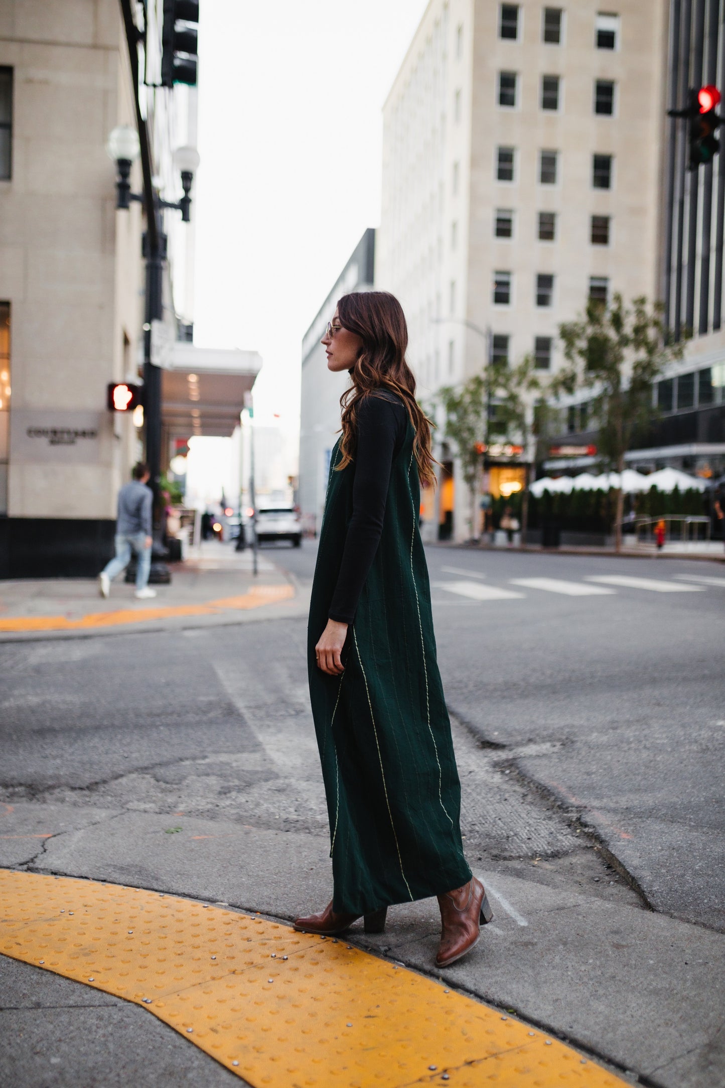 Robbi Handwoven Cotton Dress in Dark Green  - Pre-Order 2/30