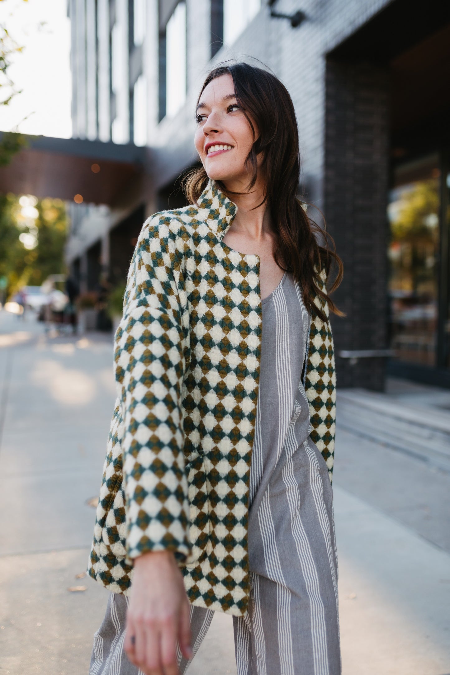 Portuguese Wool Pieper in Sage and Mustard Check - Pre-order 1/30