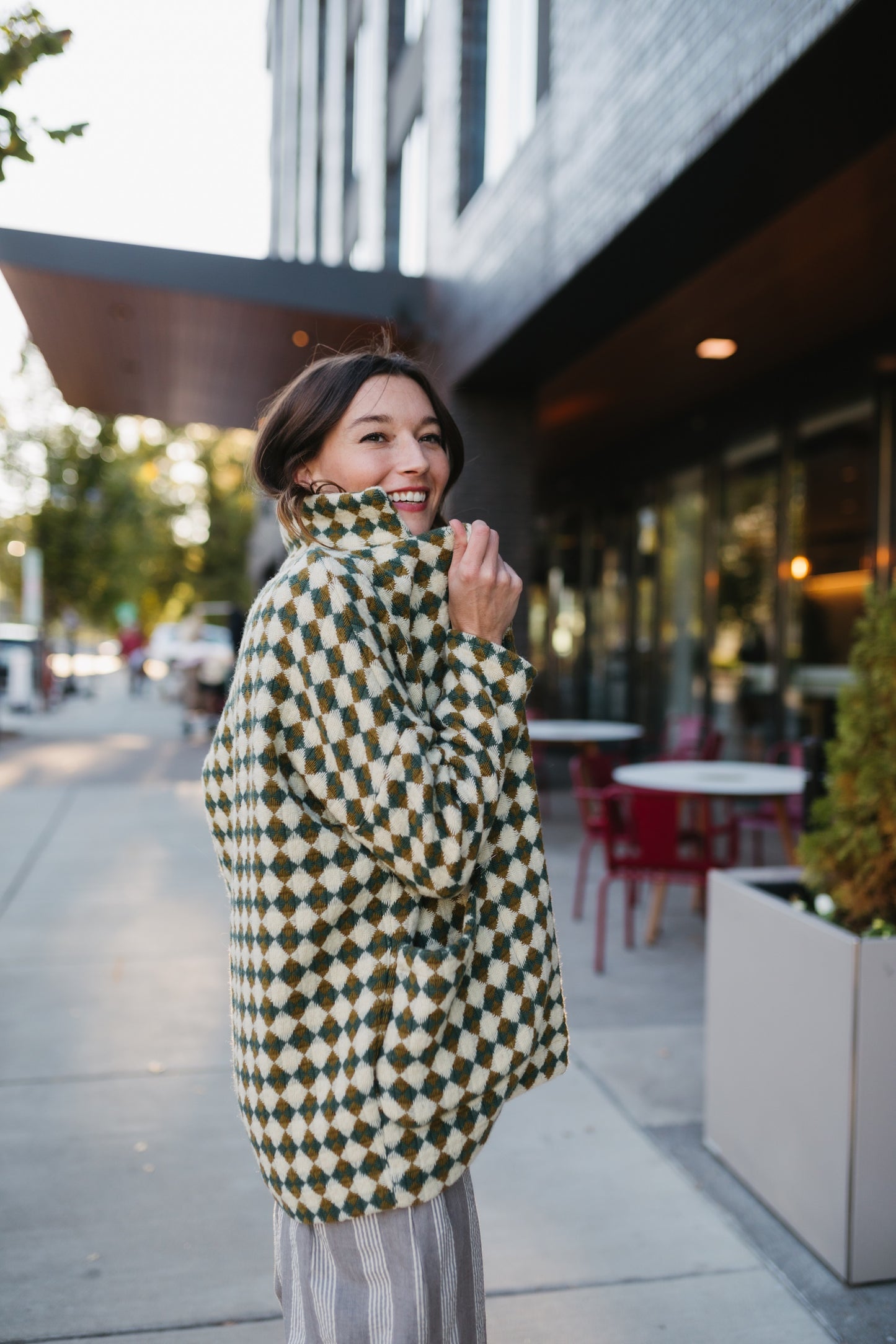 Portuguese Wool Pieper in Sage and Mustard Check - Pre-order 1/30