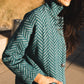 Portuguese Wool Pieper Coat in Grey Houndstooth Made to Order