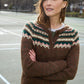 Hand Knit Nepali Wool Florence Cardigan Sweater in Brown Made to Order
