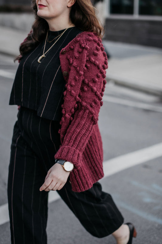 Hand Knit Nepali Wool Jill Sweater in Maroon - Pre-Order 2/30