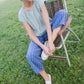 Katie Handwoven Cotton Separates - M Silver Cropped Pants