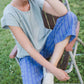 Katie Handwoven Cotton Separates - M Silver Cropped Pants