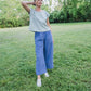 Katie Handwoven Cotton Separates - M Silver Cropped Pants