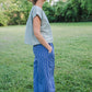 Katie Handwoven Cotton Separates - M Silver Cropped Pants