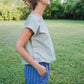 Katie Handwoven Cotton Separates - M Silver Cropped Pants