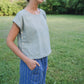 Katie Handwoven Cotton Separates - M Silver Cropped Pants