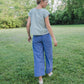 Katie Handwoven Cotton Separates - M Silver Cropped Pants