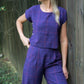 Handwoven Cotton Pants in Plum Check