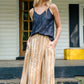 Handwoven Cotton Flair Midi Skirt in Mustard and Cream